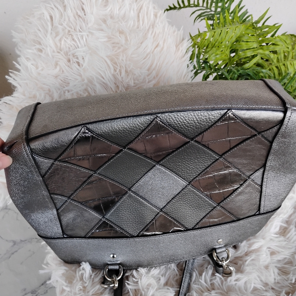 Coach Silver and Gray Patchwork Shoulder Bag - image 5